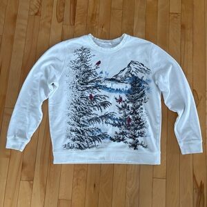 Northern Traditions Reflections Cardinal Sweatshirt Cozy Cottagecore Winter Snow